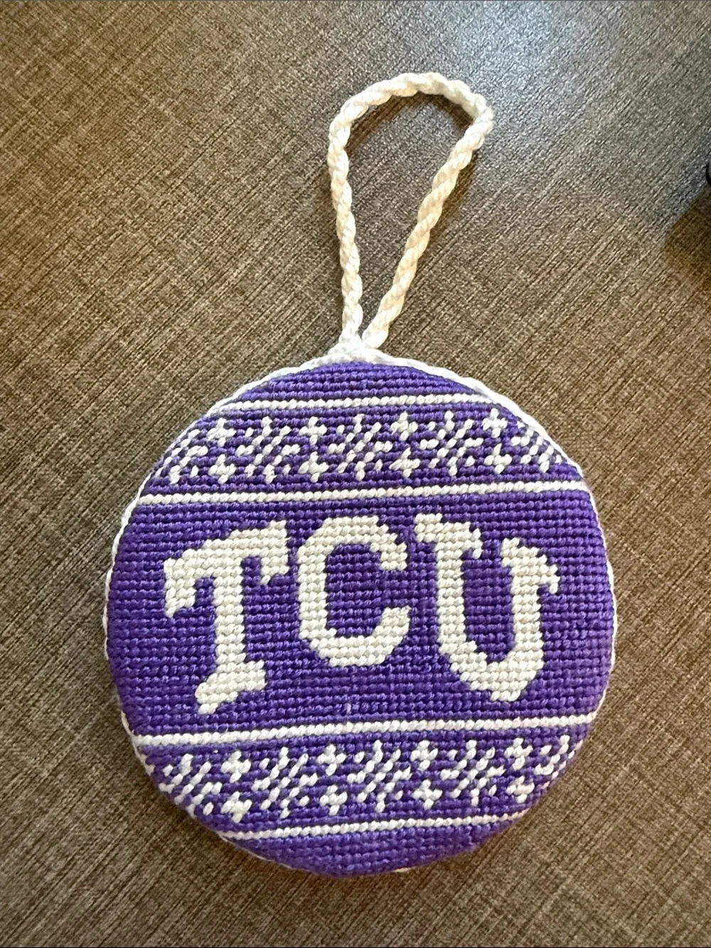 TCU Purple and White Holiday Hanging Ornament